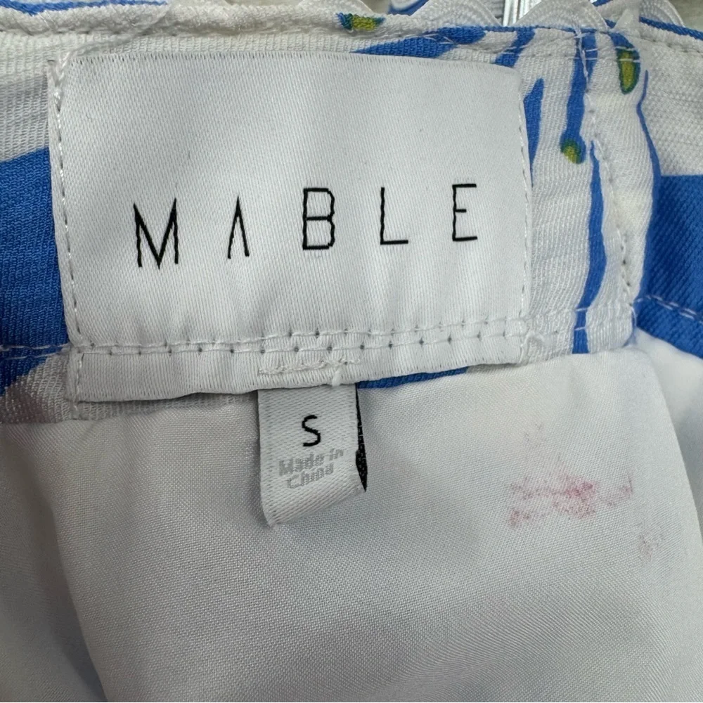 Mable Blue White Floral Wide Leg Crop Pants Beach Vacation Small FLAWED